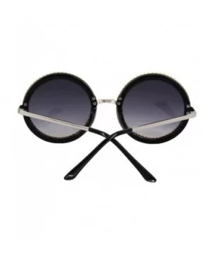 Women Shiny Diamond Crystal Sunglasses for Women Oversized Round Matal Frame - Black - CA18ZXSOW8Z $11.20 Oversized