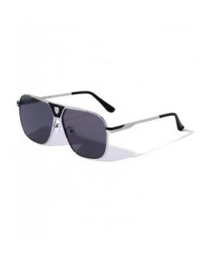 Cockpit Rounded Square Double Front Shield Aviator Sunglasses - Smoke Silver - CL1998AK4ZH $26.87 Shield