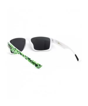 Locs Marijuana Pot Leaf Print Rectangle Sport Horn Rim Sunglasses - Matte White Black - CB1966KM6TW $8.63 Square