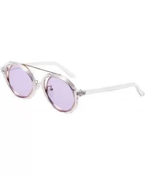 Round Frame Sunglasses - Fashion Men Women Retro Vintage UV 400 Glasses (Purple) - Purple - CB18E4U9WWW $7.41 Aviator