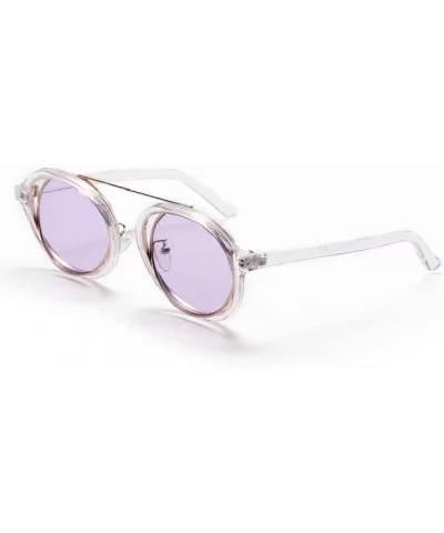 Round Frame Sunglasses - Fashion Men Women Retro Vintage UV 400 Glasses (Purple) - Purple - CB18E4U9WWW $7.41 Aviator