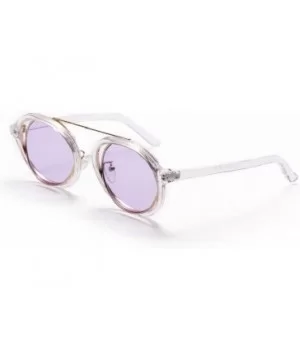 Round Frame Sunglasses - Fashion Men Women Retro Vintage UV 400 Glasses (Purple) - Purple - CB18E4U9WWW $7.41 Aviator