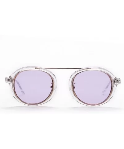 Round Frame Sunglasses - Fashion Men Women Retro Vintage UV 400 Glasses (Purple) - Purple - CB18E4U9WWW $7.41 Aviator