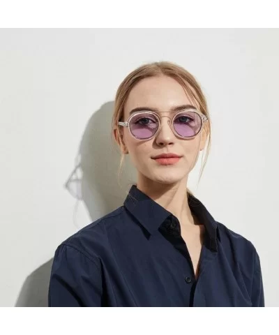 Round Frame Sunglasses - Fashion Men Women Retro Vintage UV 400 Glasses (Purple) - Purple - CB18E4U9WWW $7.41 Aviator