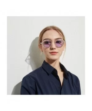 Round Frame Sunglasses - Fashion Men Women Retro Vintage UV 400 Glasses (Purple) - Purple - CB18E4U9WWW $7.41 Aviator