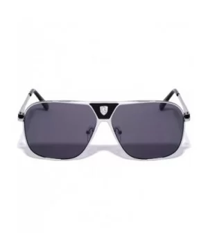 Cockpit Rounded Square Double Front Shield Aviator Sunglasses - Smoke Silver - CL1998AK4ZH $26.87 Shield