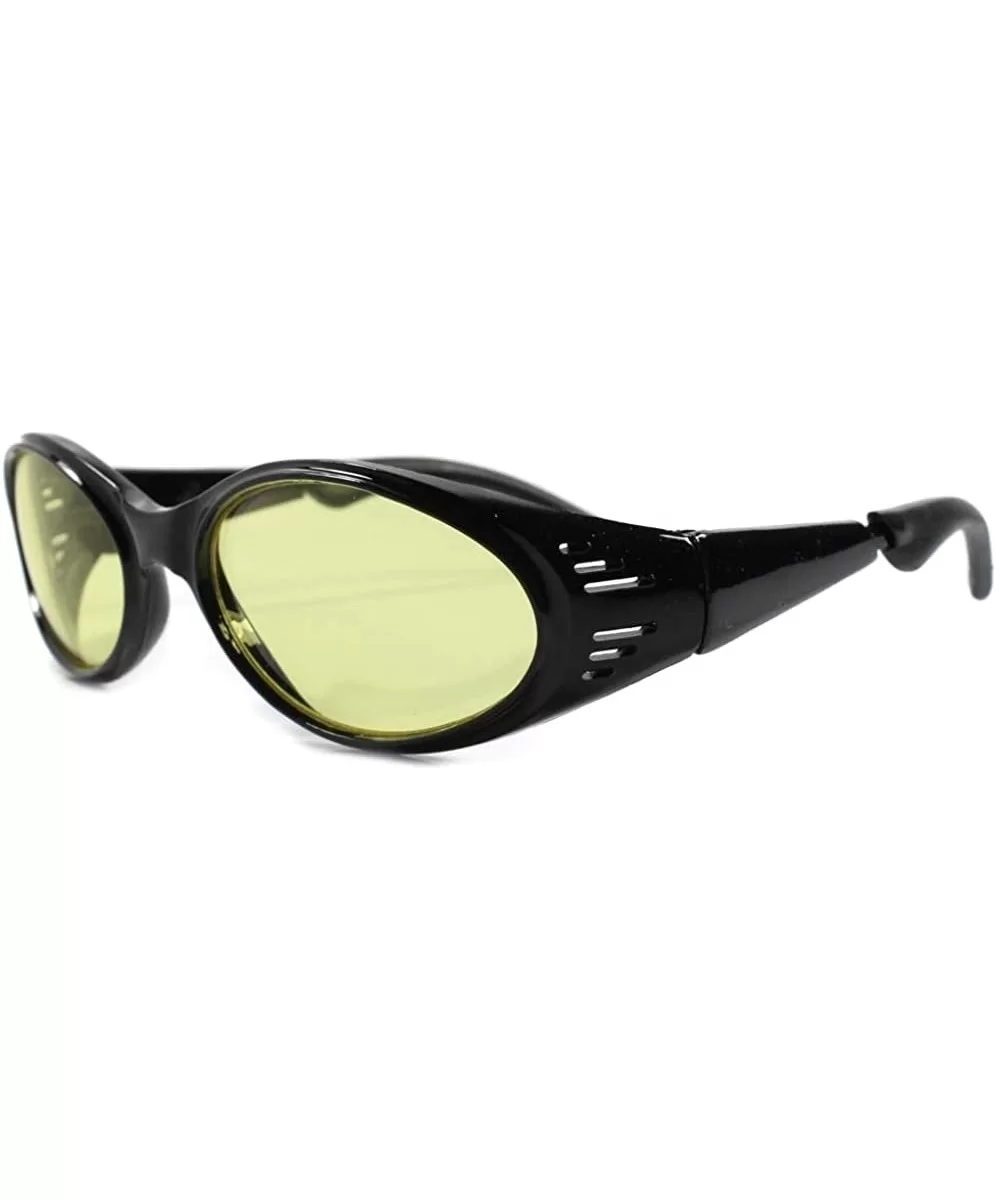 Vintage Old Fashioned Around Sporty Oval Sunglasses - Black / Yellow - CC18ECDKC77 $11.00 Oval