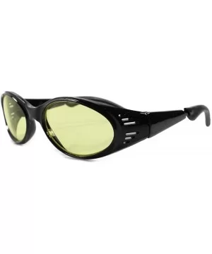 Vintage Old Fashioned Around Sporty Oval Sunglasses - Black / Yellow - CC18ECDKC77 $11.00 Oval