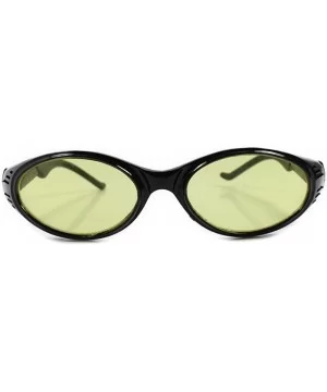 Vintage Old Fashioned Around Sporty Oval Sunglasses - Black / Yellow - CC18ECDKC77 $11.00 Oval