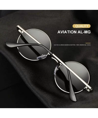 Fashion Round Sunglasses-Polarized Retro Shade Glasses-Sturdy Metal Frame - A - C81905Y8SWL $20.86 Sport