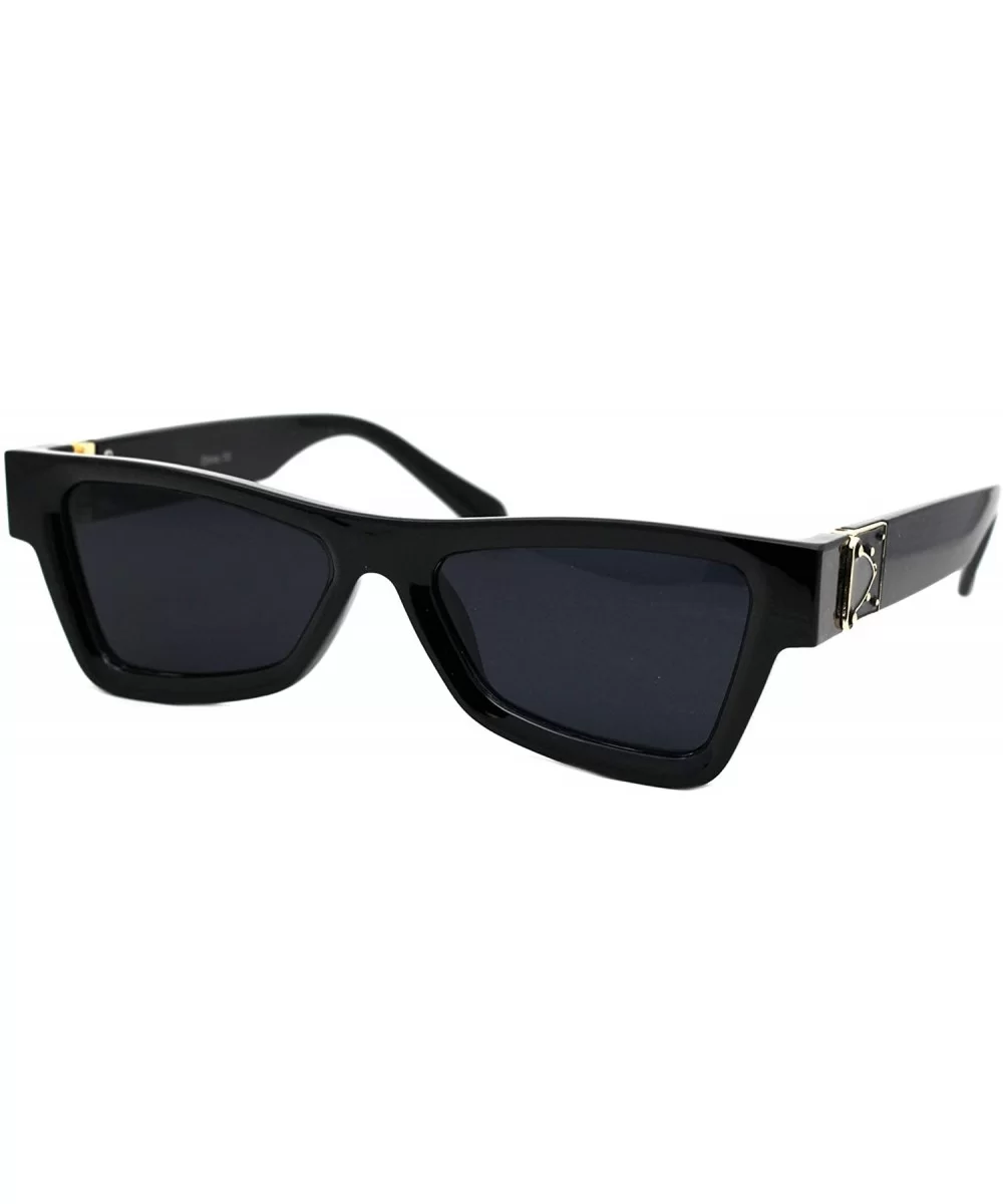 Womens Designer Style Sunglasses Thick Triangular Frame Modern Shades - Black (Black) - C818XDYMR0N $6.69 Rectangular