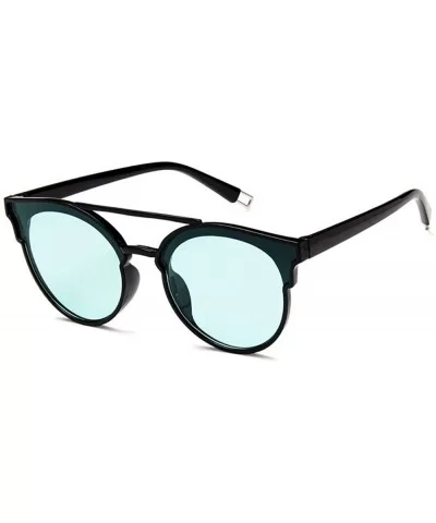 Women Fashion Round Cat Eye Sunglasses with Case UV400 Protection Beach - Black Frame/Green Lens - CM18WTXTKS8 $18.61 Round