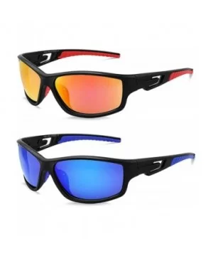 HD Polarized Sports Sunglasses for Men Women FDA 2 Pack CS-MJ8013 - Red+blue - CG18ZLHAURO $9.38 Sport