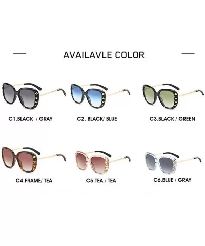 2019 new oversized fashion square sunglasses for women designer metal UV400 sun glasses - Blue&gray - C518WOXCC6C $9.52 Overs...