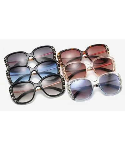 2019 new oversized fashion square sunglasses for women designer metal UV400 sun glasses - Blue&gray - C518WOXCC6C $9.52 Overs...