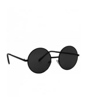 Small Round Sunglasses Men Women Metal Circle Classic Vintage Stylish - Black Metal Frame / Black Lens - CC18REWTKWZ $7.10 Sport