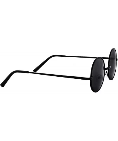 Small Round Sunglasses Men Women Metal Circle Classic Vintage Stylish - Black Metal Frame / Black Lens - CC18REWTKWZ $7.10 Sport