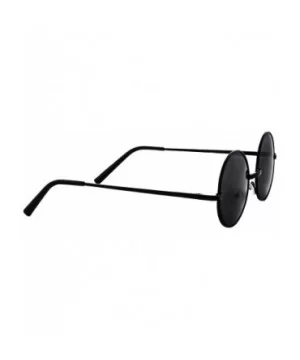 Small Round Sunglasses Men Women Metal Circle Classic Vintage Stylish - Black Metal Frame / Black Lens - CC18REWTKWZ $7.10 Sport