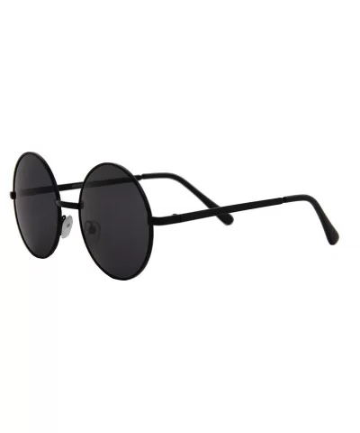 Small Round Sunglasses Men Women Metal Circle Classic Vintage Stylish - Black Metal Frame / Black Lens - CC18REWTKWZ $7.10 Sport