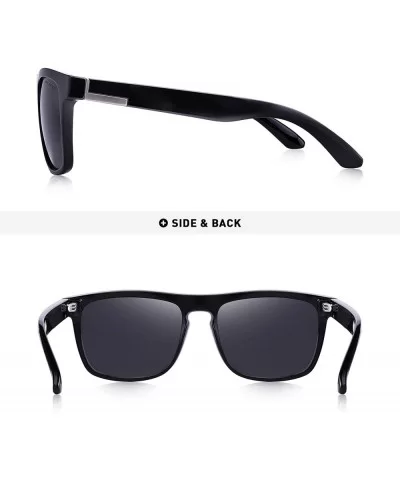 Vintage Polarized Sunglasses for Women&Men 100% UV Protection Fashion Square Oversized Sunglasses - Black - CS18T8IN799 $9.79...