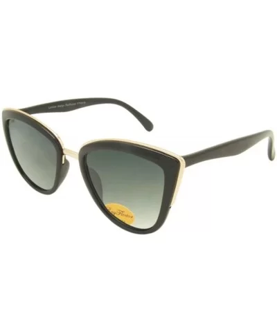 Square Metal Trim Sunglasses - Black - CW197XN9A72 $12.32 Square