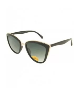 Square Metal Trim Sunglasses - Black - CW197XN9A72 $12.32 Square