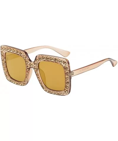 Women Men Fashion Artificial Diamond Frame Sunglasses Summer Hot Sale Sunglasses - H - CN18COANZLE $6.95 Aviator