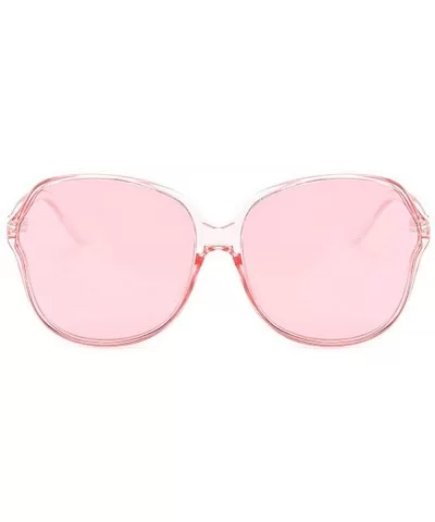 Oversized Sunglasses Designer Transparent Polarized - Pink - C018NIMC530 $10.20 Round