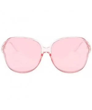 Oversized Sunglasses Designer Transparent Polarized - Pink - C018NIMC530 $10.20 Round