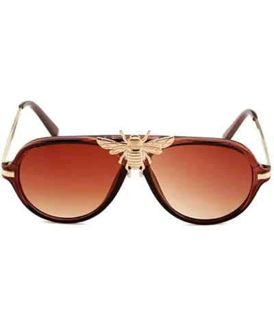 Women Vintage Sunglasses Oversized Resin lens Sun glasses UV400 - Brown - CM18NSEHAGA $6.35 Rectangular