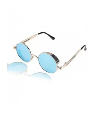 Retro Steampunk Sunglasses UV Protection Round Vintage Sunglasses Metal Frame for Men Women - Blue - CH18XDCHYD8 $8.63 Round