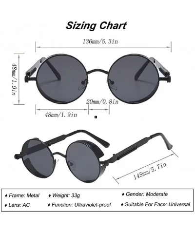 Retro Steampunk Sunglasses UV Protection Round Vintage Sunglasses Metal Frame for Men Women - Blue - CH18XDCHYD8 $8.63 Round