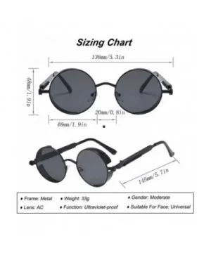 Retro Steampunk Sunglasses UV Protection Round Vintage Sunglasses Metal Frame for Men Women - Blue - CH18XDCHYD8 $8.63 Round