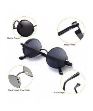 Retro Steampunk Sunglasses UV Protection Round Vintage Sunglasses Metal Frame for Men Women - Blue - CH18XDCHYD8 $8.63 Round