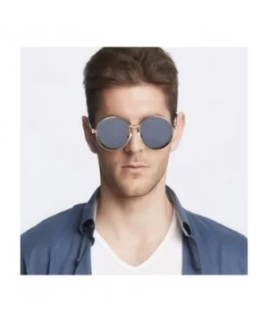 Retro Steampunk Sunglasses UV Protection Round Vintage Sunglasses Metal Frame for Men Women - Blue - CH18XDCHYD8 $8.63 Round