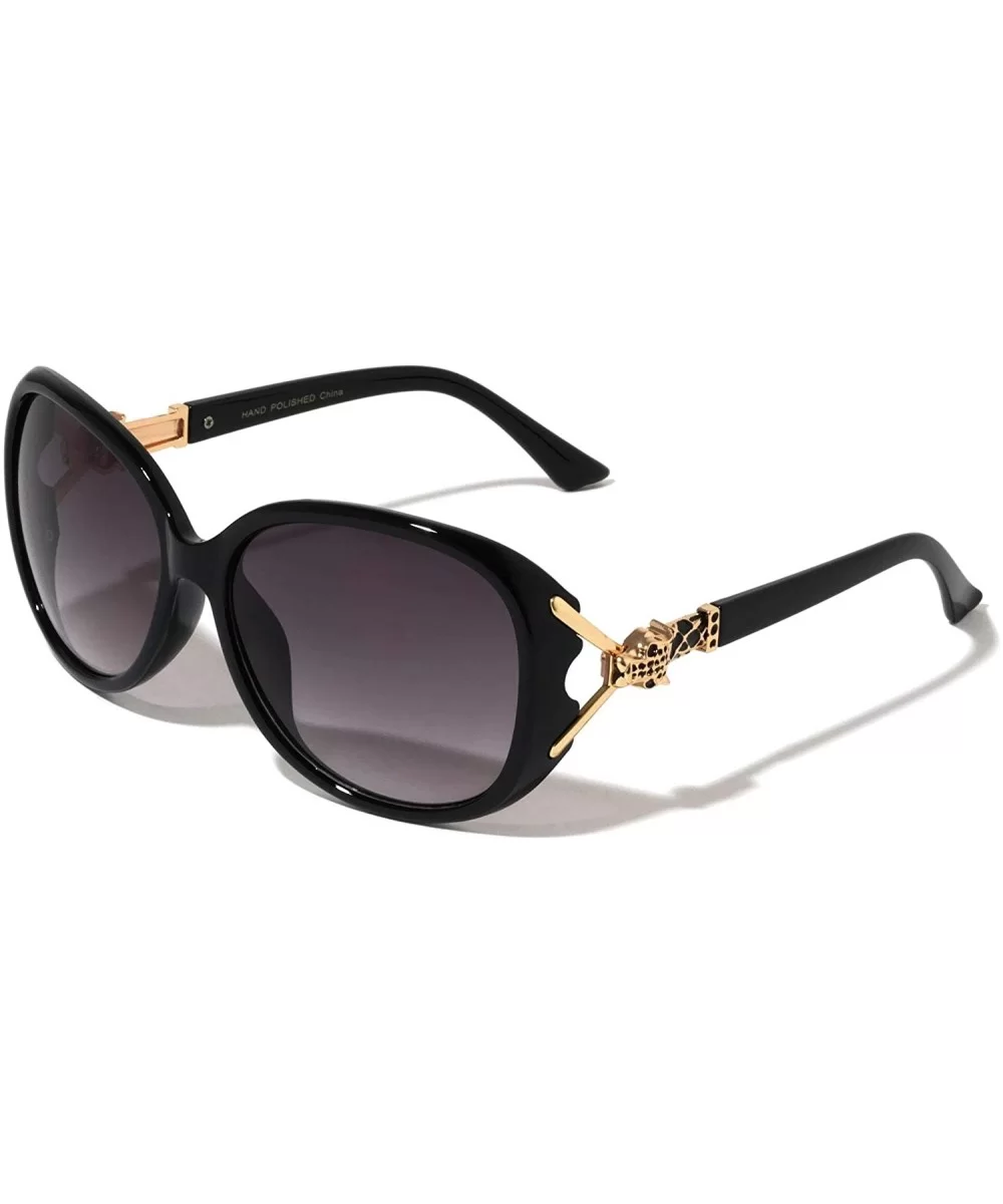 Round Butterfly Rhinestone Tiger Temple Sunglasses - Black - CM197LSGT8D $14.04 Round