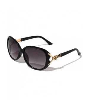 Round Butterfly Rhinestone Tiger Temple Sunglasses - Black - CM197LSGT8D $14.04 Round