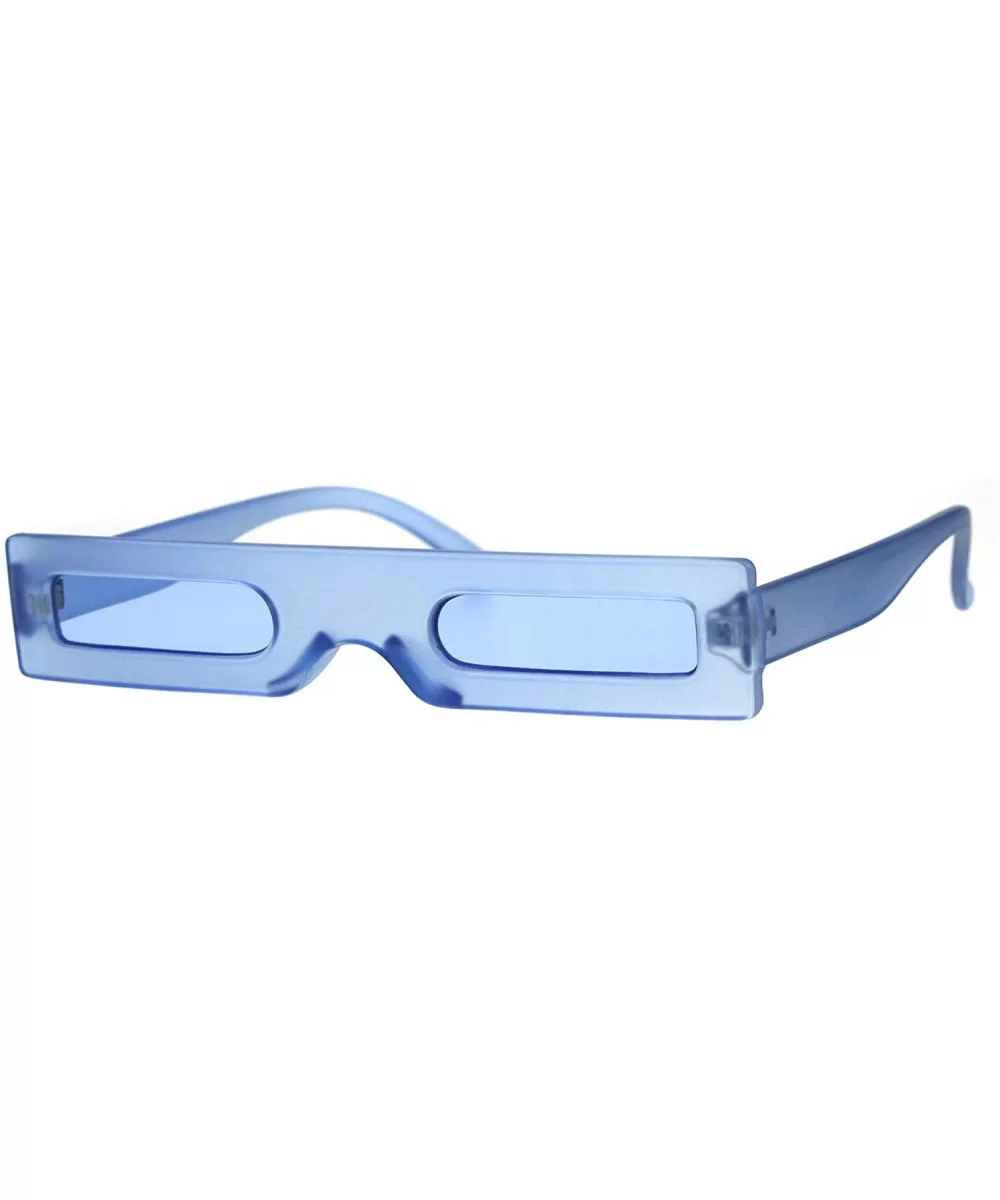 Super Skinny Futuristic Sunglasses Flat Rectangular Frame Unique Frost Colors - Blue - CE18NH8C3IY $8.78 Rectangular