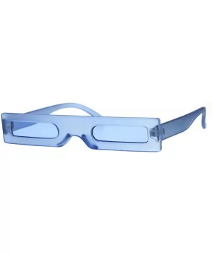 Super Skinny Futuristic Sunglasses Flat Rectangular Frame Unique Frost Colors - Blue - CE18NH8C3IY $8.78 Rectangular