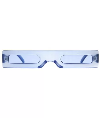 Super Skinny Futuristic Sunglasses Flat Rectangular Frame Unique Frost Colors - Blue - CE18NH8C3IY $8.78 Rectangular