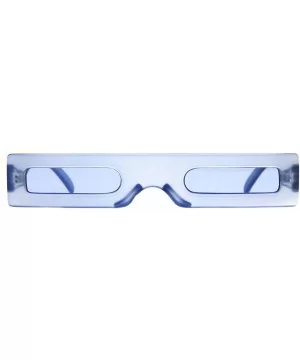 Super Skinny Futuristic Sunglasses Flat Rectangular Frame Unique Frost Colors - Blue - CE18NH8C3IY $8.78 Rectangular