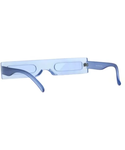 Super Skinny Futuristic Sunglasses Flat Rectangular Frame Unique Frost Colors - Blue - CE18NH8C3IY $8.78 Rectangular