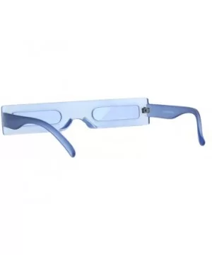 Super Skinny Futuristic Sunglasses Flat Rectangular Frame Unique Frost Colors - Blue - CE18NH8C3IY $8.78 Rectangular