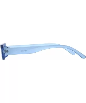 Super Skinny Futuristic Sunglasses Flat Rectangular Frame Unique Frost Colors - Blue - CE18NH8C3IY $8.78 Rectangular