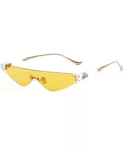 Triangle Sunglasses Woman One Piece Lens Retro Transparent Glasses Women Cat Eye - Yellow - CR18SM5ZHEG $7.64 Cat Eye