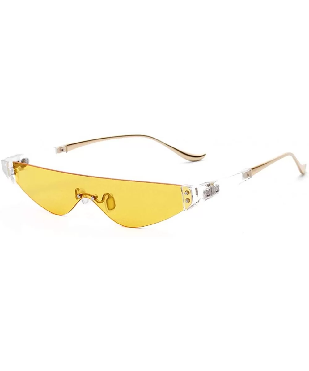 Triangle Sunglasses Woman One Piece Lens Retro Transparent Glasses Women Cat Eye - Yellow - CR18SM5ZHEG $7.64 Cat Eye