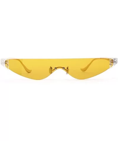 Triangle Sunglasses Woman One Piece Lens Retro Transparent Glasses Women Cat Eye - Yellow - CR18SM5ZHEG $7.64 Cat Eye