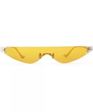 Triangle Sunglasses Woman One Piece Lens Retro Transparent Glasses Women Cat Eye - Yellow - CR18SM5ZHEG $7.64 Cat Eye