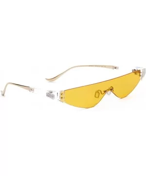 Triangle Sunglasses Woman One Piece Lens Retro Transparent Glasses Women Cat Eye - Yellow - CR18SM5ZHEG $7.64 Cat Eye