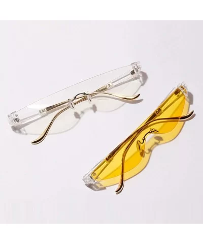 Triangle Sunglasses Woman One Piece Lens Retro Transparent Glasses Women Cat Eye - Yellow - CR18SM5ZHEG $7.64 Cat Eye